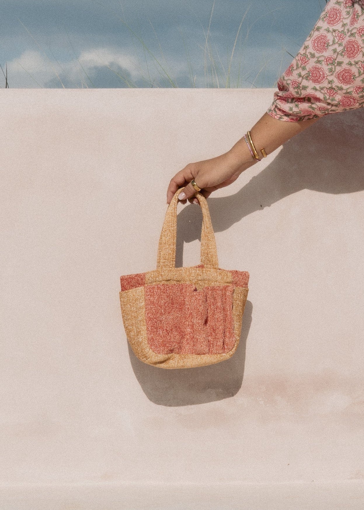 RAFIKI bag organiser (warm pink + mustard yellow)