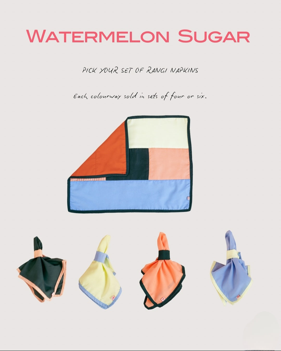 WATERMELON SUGAR napkins (set of 4 mixed)