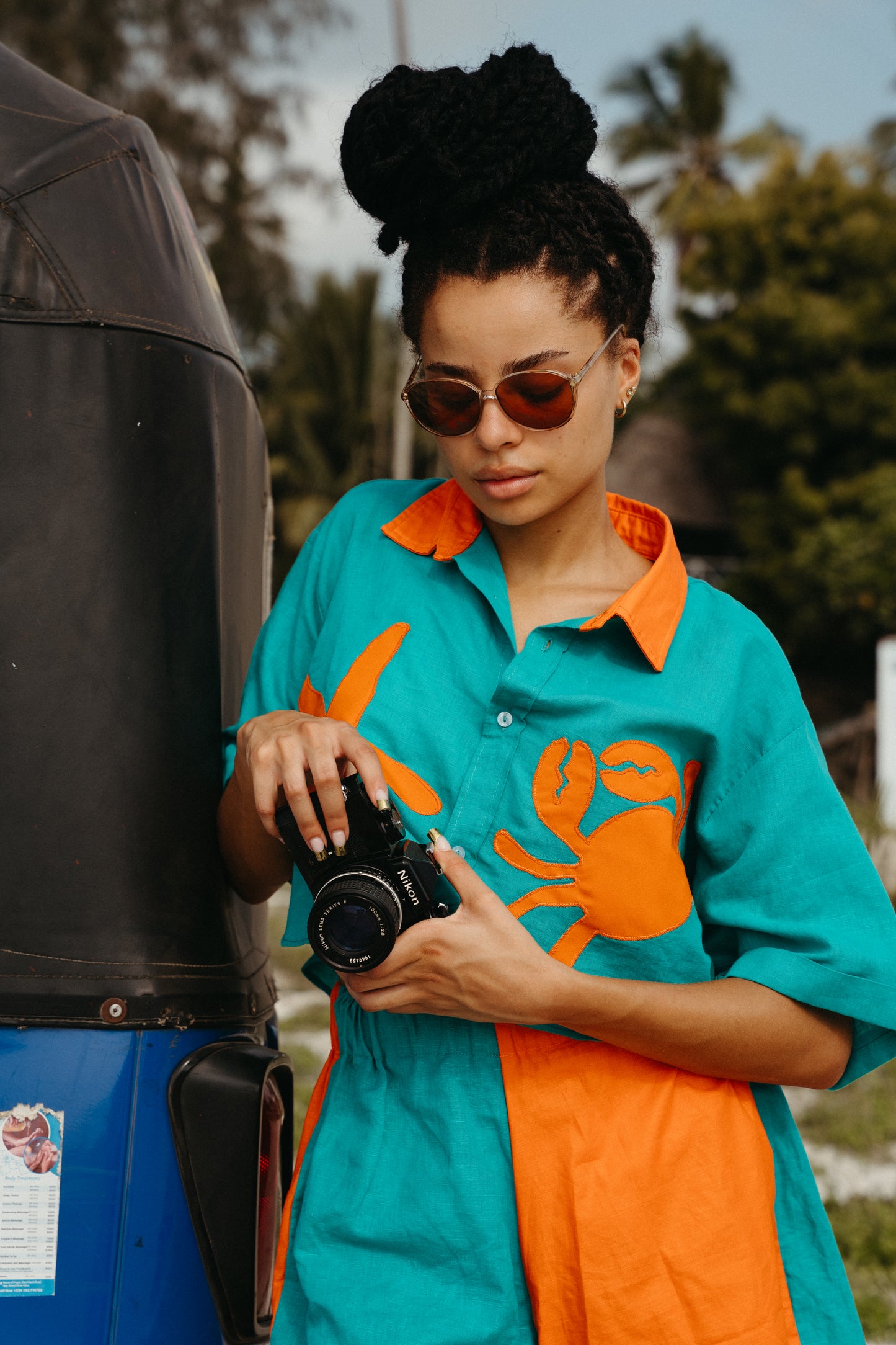 FUPI shirt + shorts set (Teal + Orange)