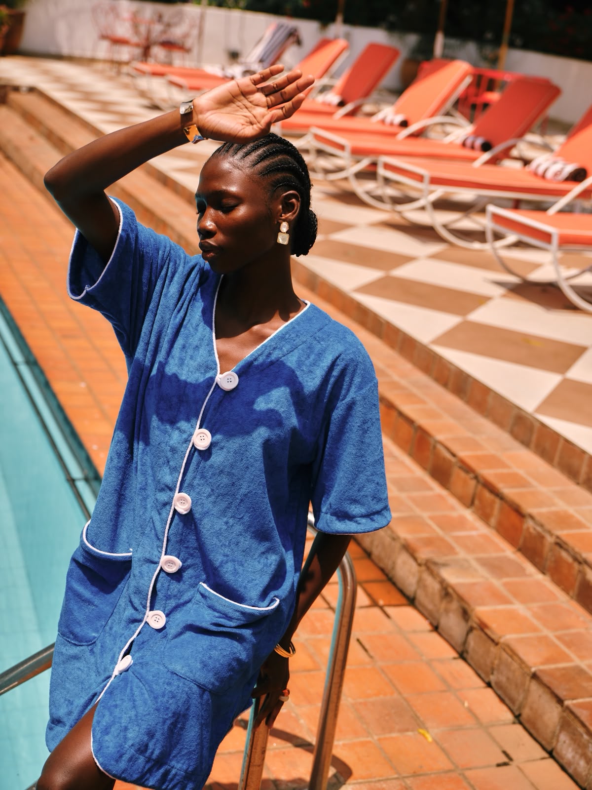 PWANI plush beach cover-up gown (Azure Blue)