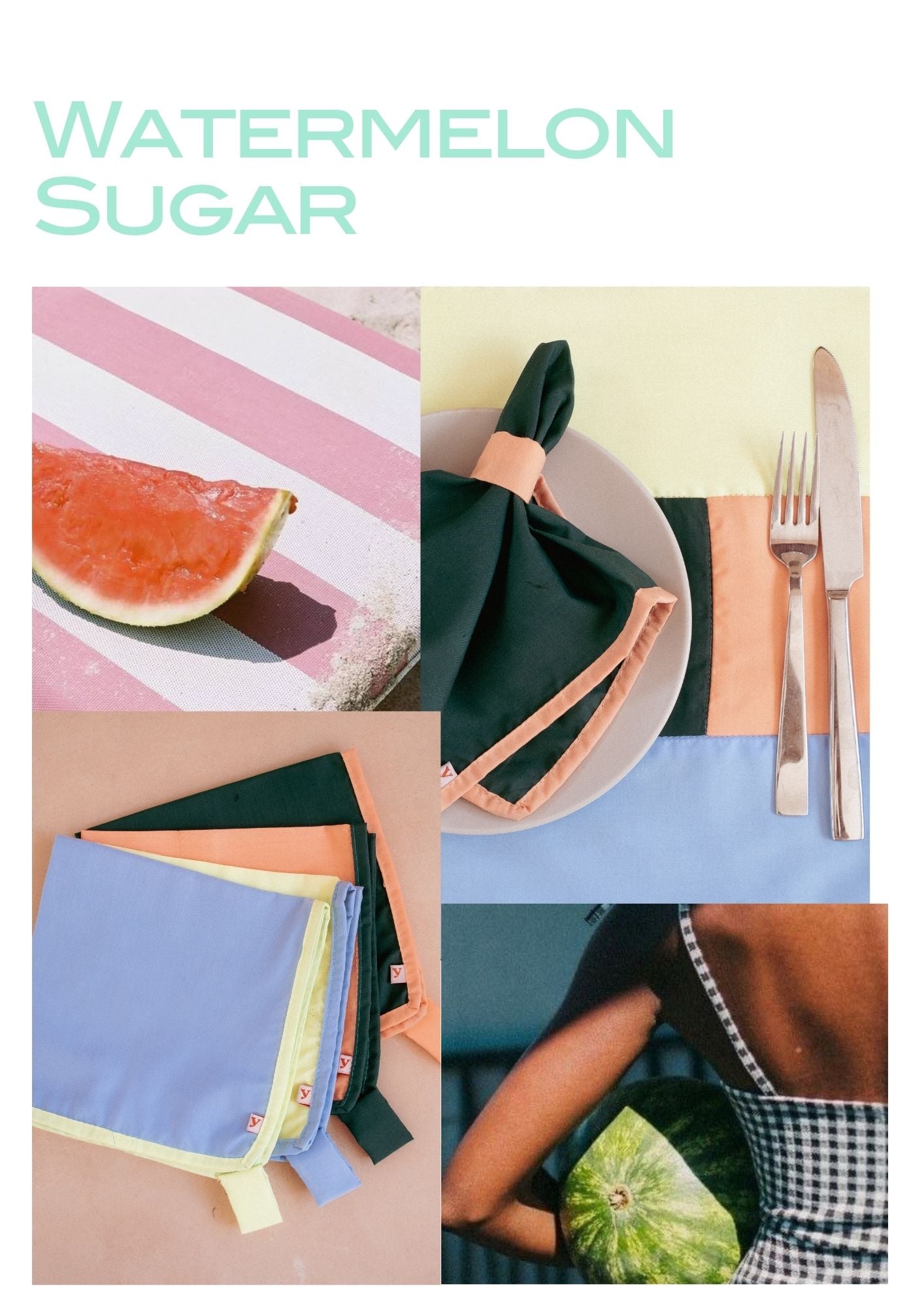 WATERMELON SUGAR napkins (set of 4 mixed)