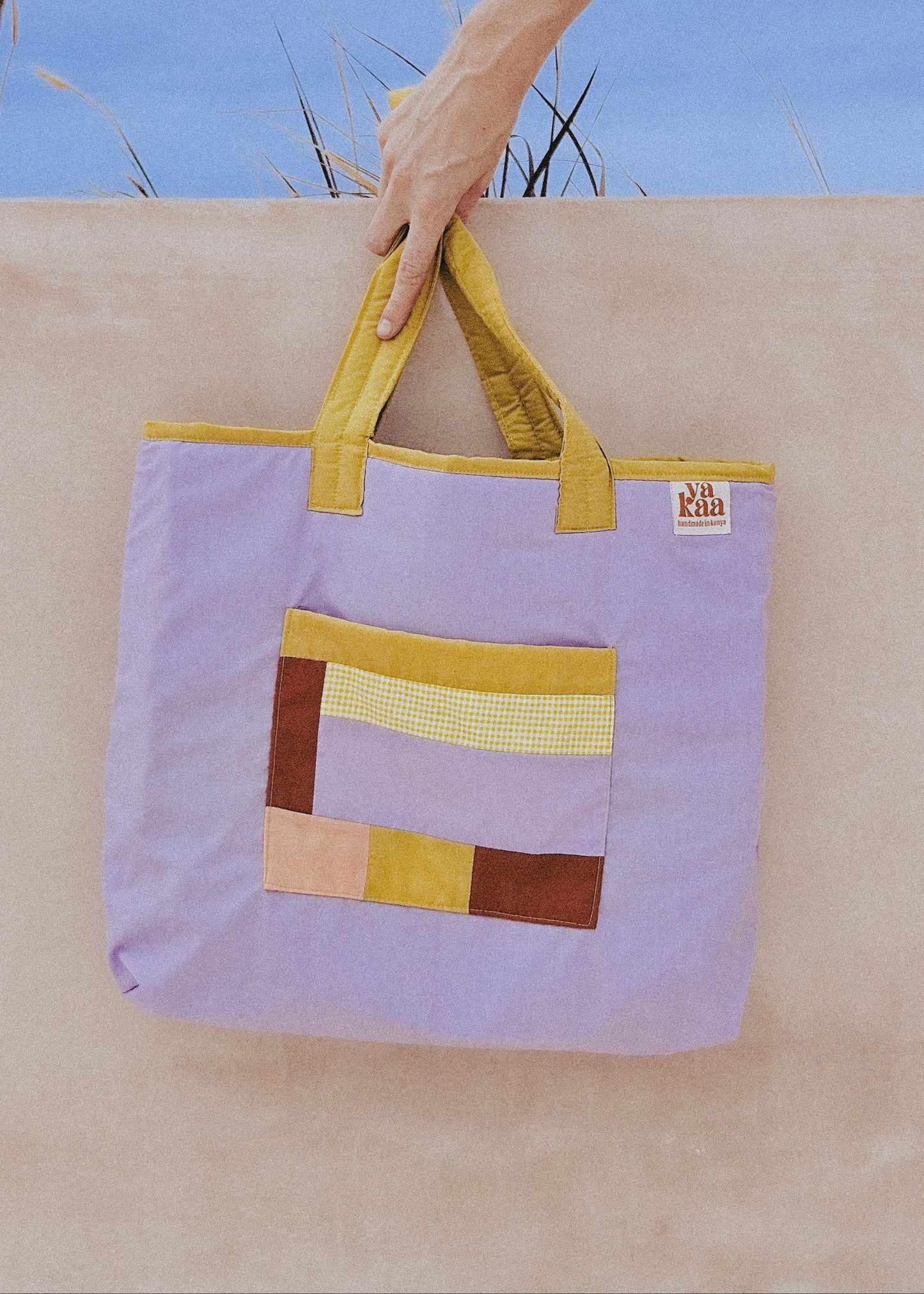 FARAHA reversible tote bag (Purple + Mustard Yellow)