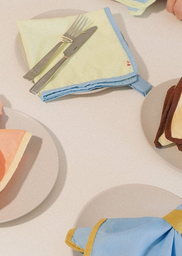 RANGI napkins (Forest green + warm peach)