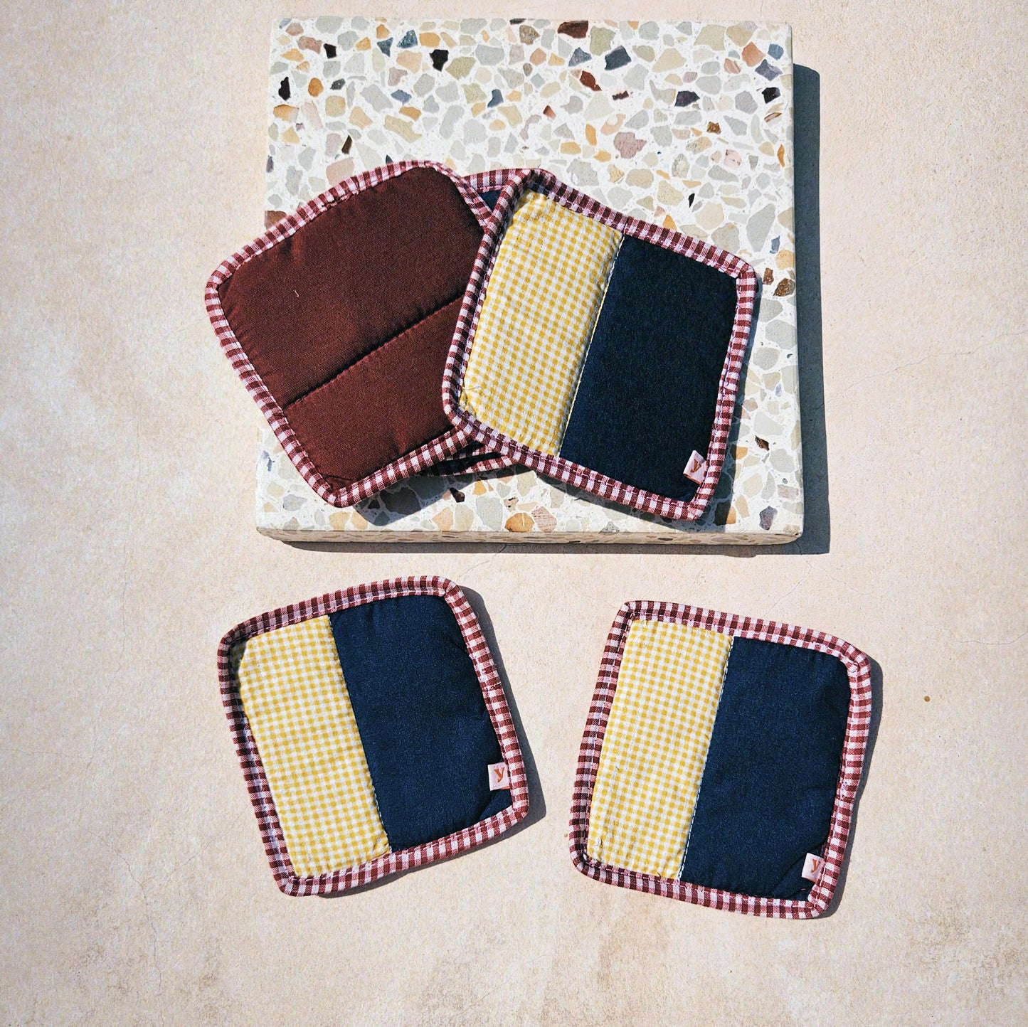 Y A K A A mini's (coasters) burgendy + navy