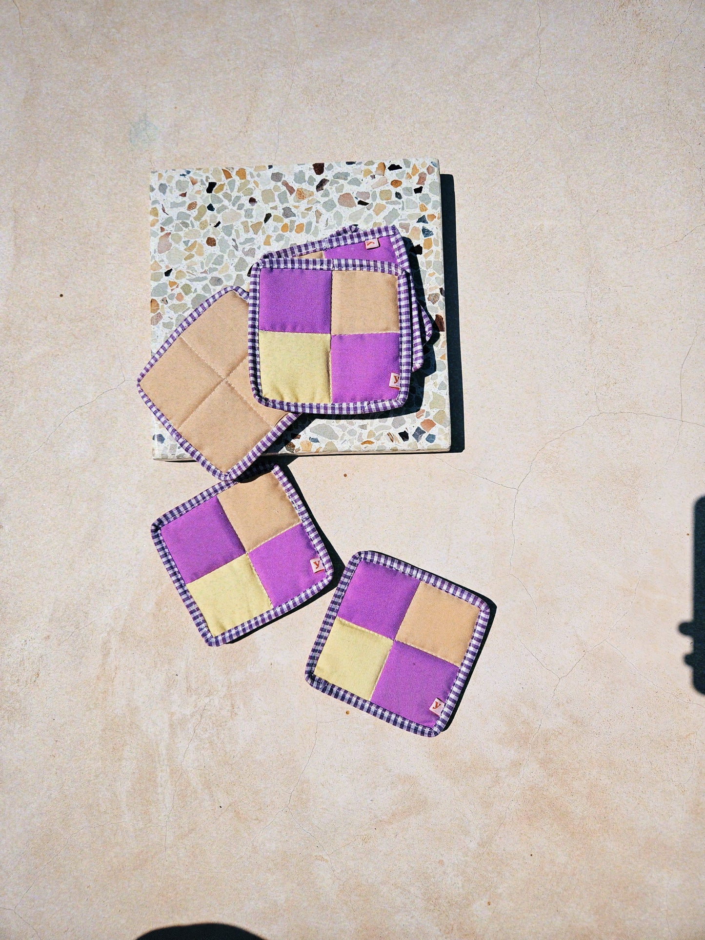 Y A K A A mini's (coasters) purple + yellow