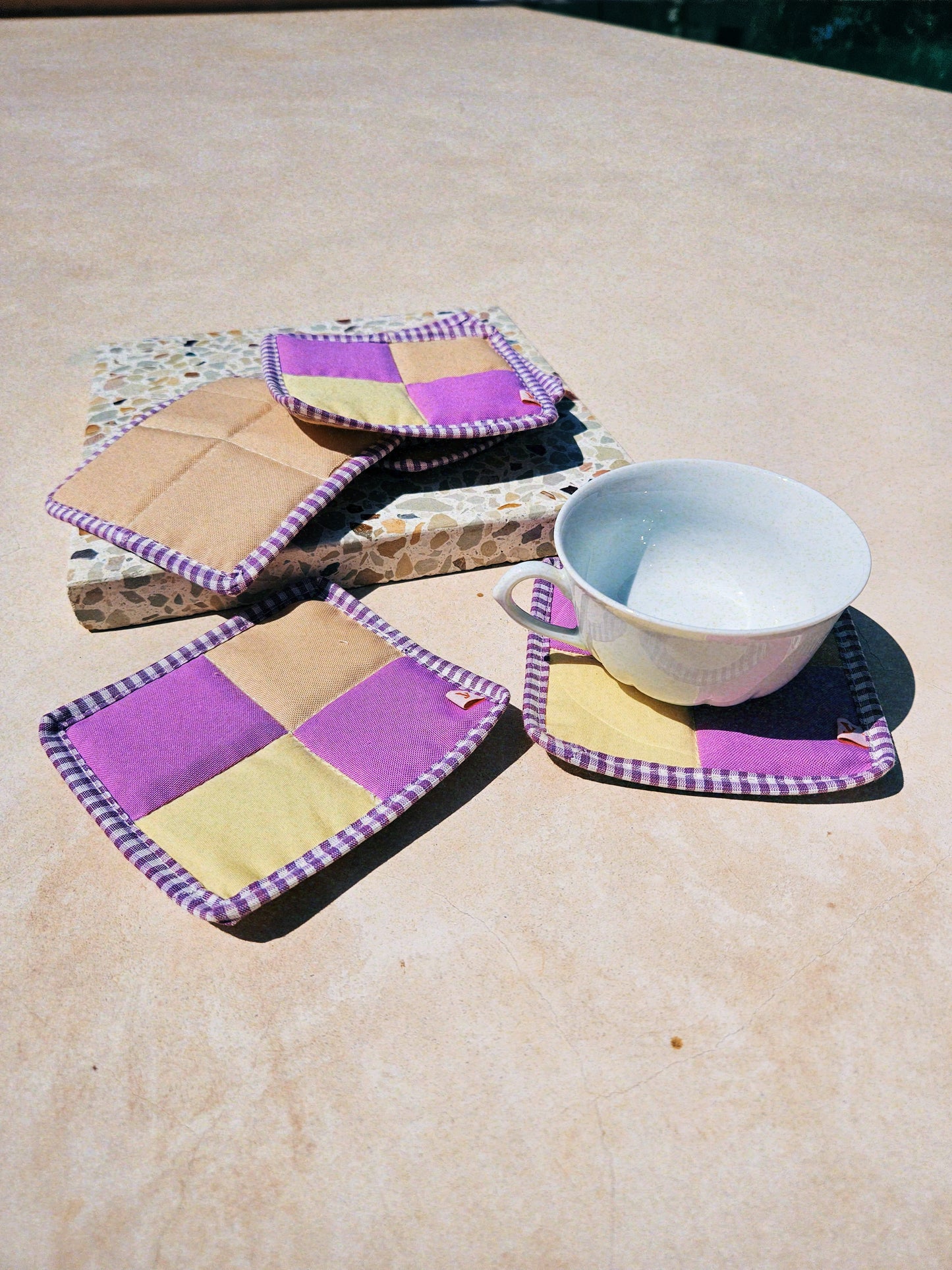 Y A K A A mini's (coasters) purple + yellow