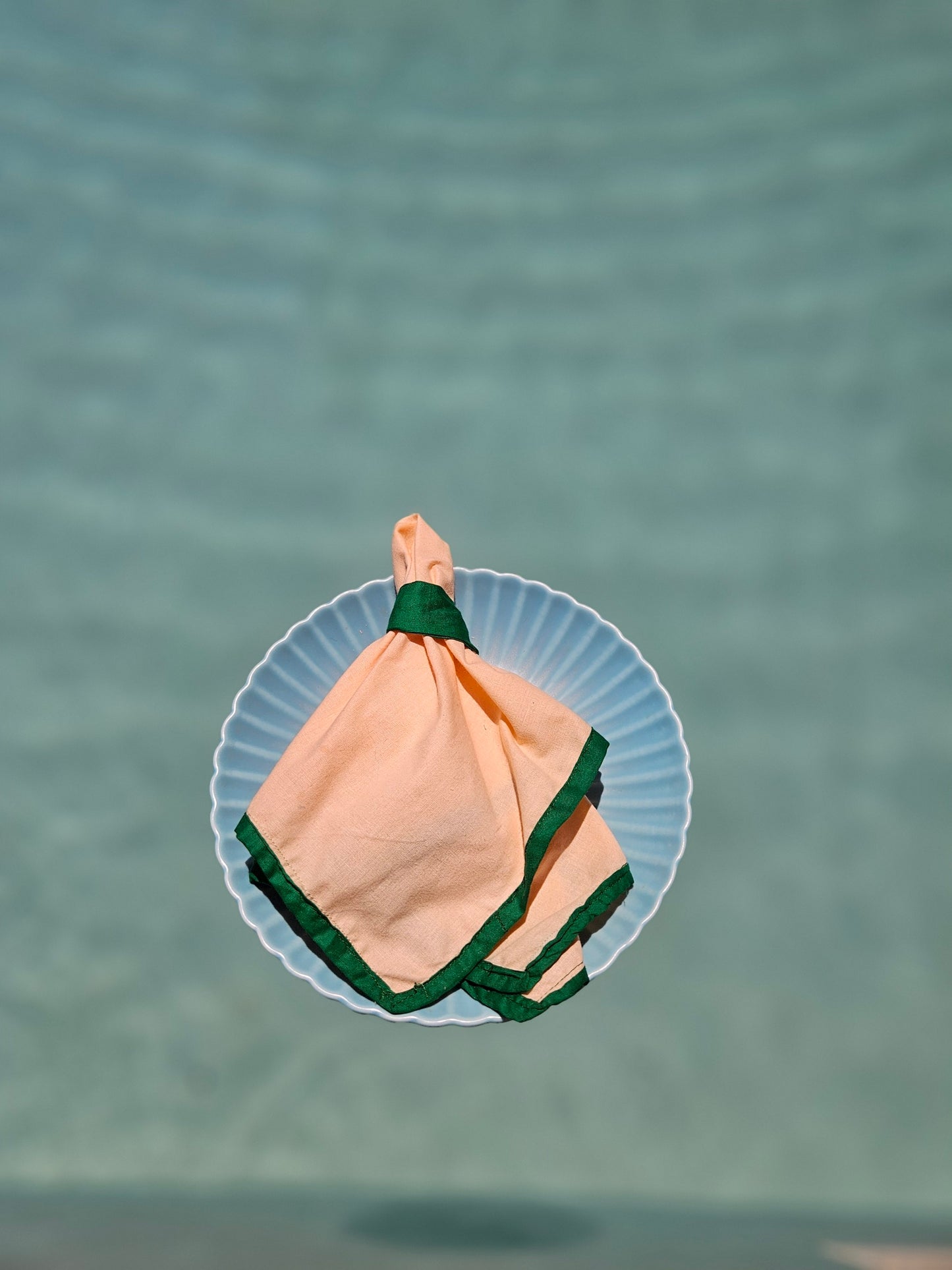 R A N G I napkins ( peach + emerald green)