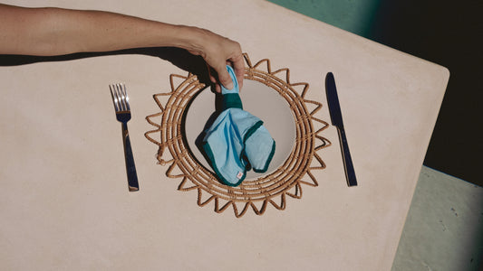 R A N G I napkins (light turquoise + teal)