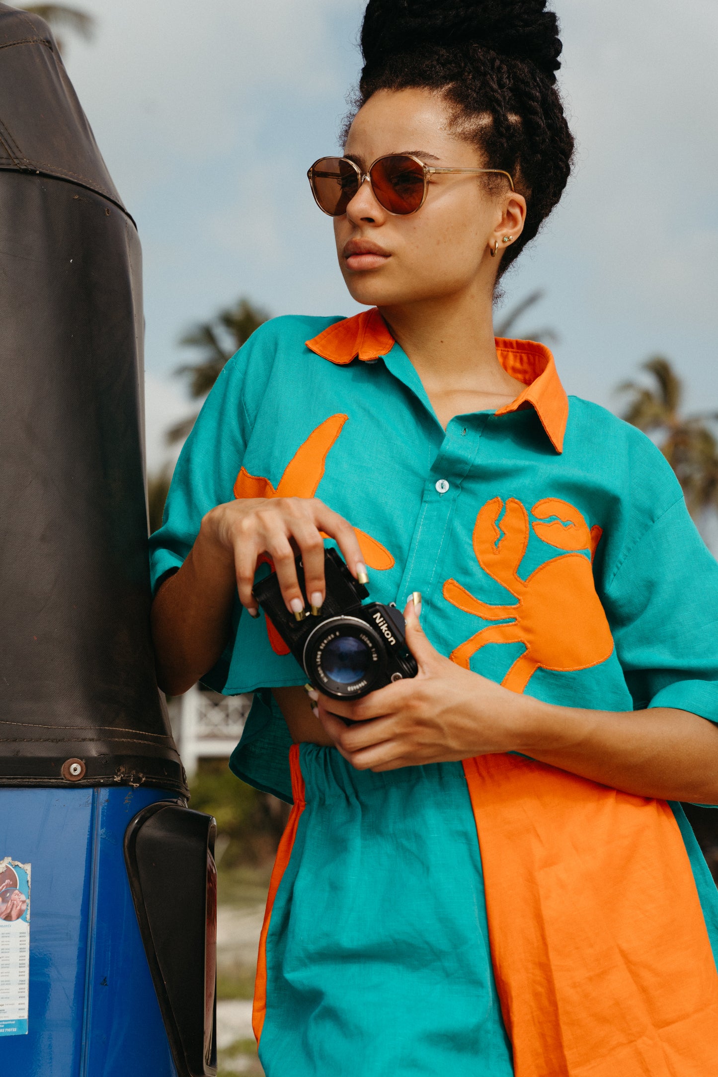 FUPI shirt + shorts set (Teal + Orange)
