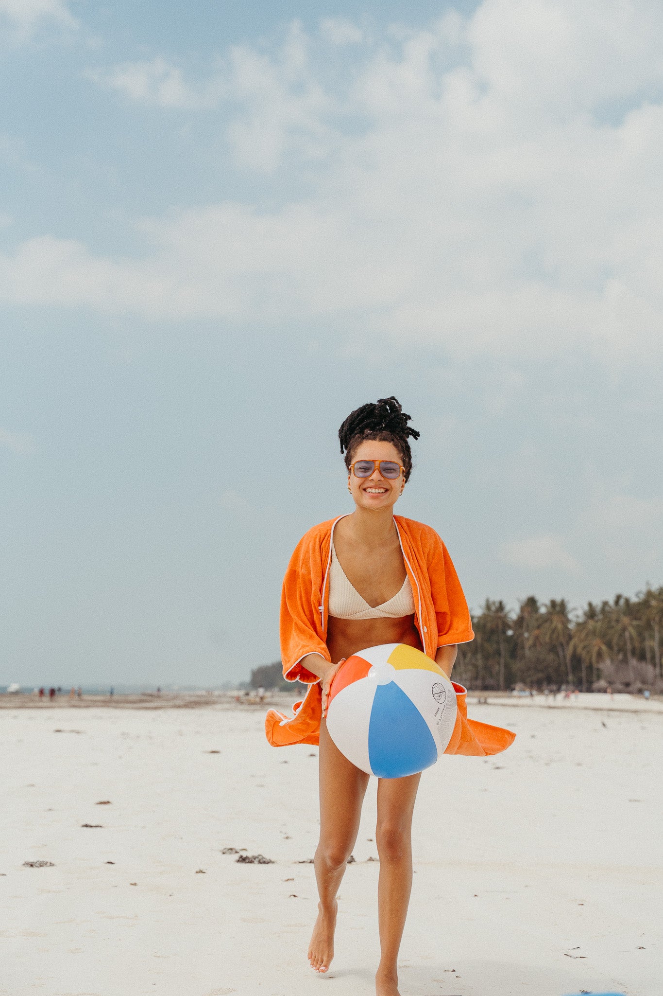 PWANI plush beach cover-up gown (Orange)