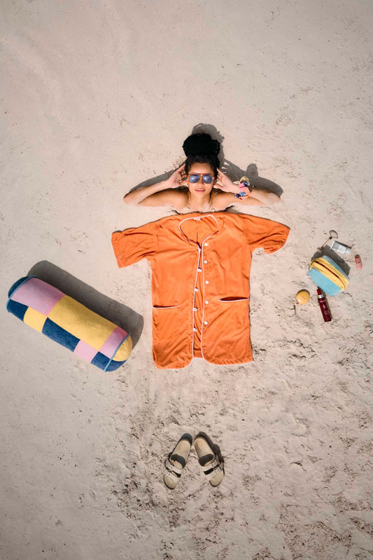 PWANI plush beach cover-up gown (Orange)