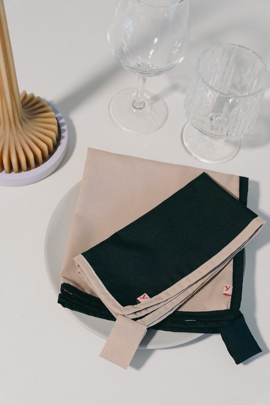 RANGI napkins  (beige + black)