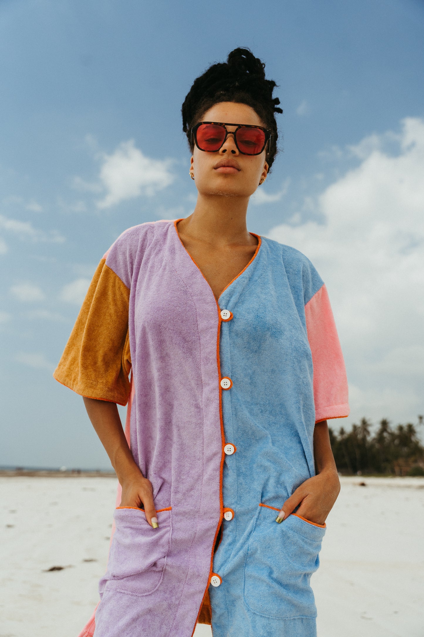 PWANI plush cover-up gown (Purple, Pink, Blue + Yellow)