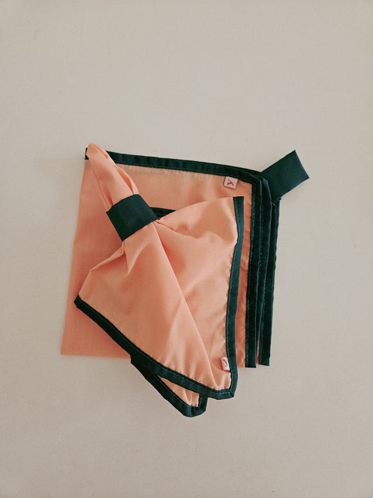 RANGI napkins (warm peach + forest green)