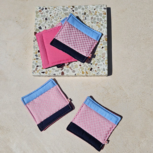 Y A K A A mini's (coasters) pink +blue