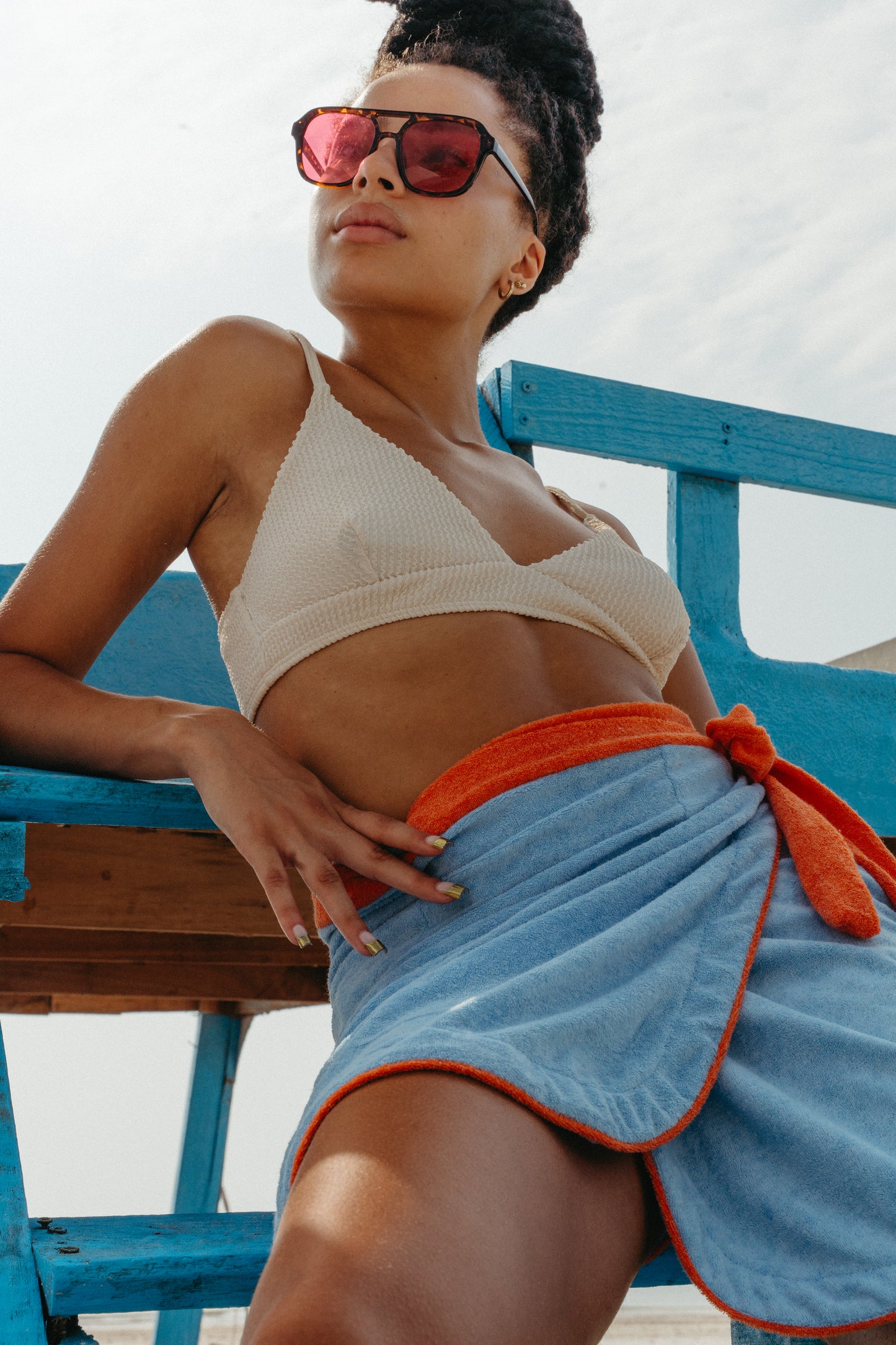 PWANI plush one-size wrap skirt (Pale Blue)