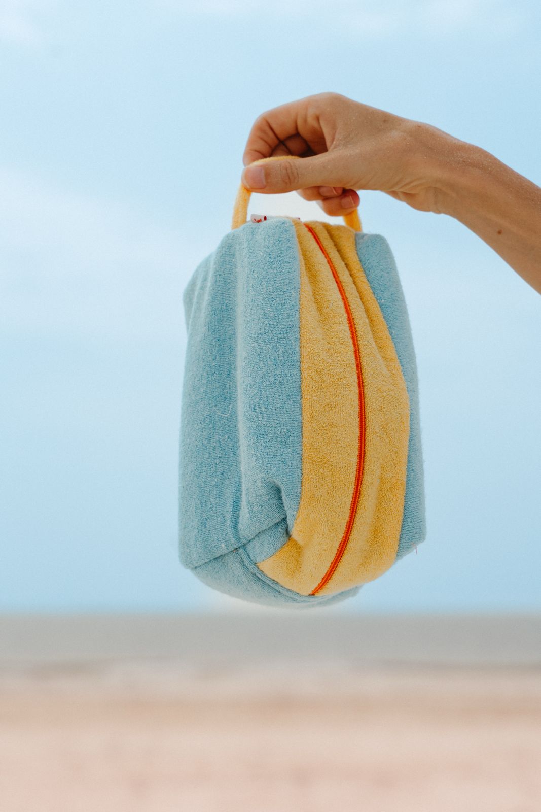 PWANI plush cosmetic bag (Turqoiuse + Yellow)
