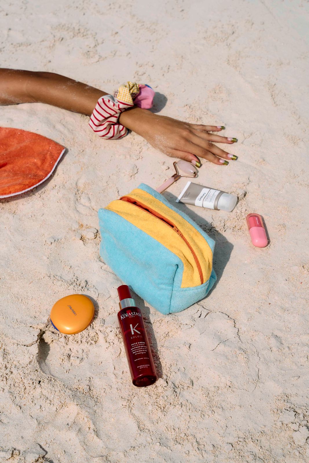 PWANI plush cosmetic bag (Turqoiuse + Yellow)