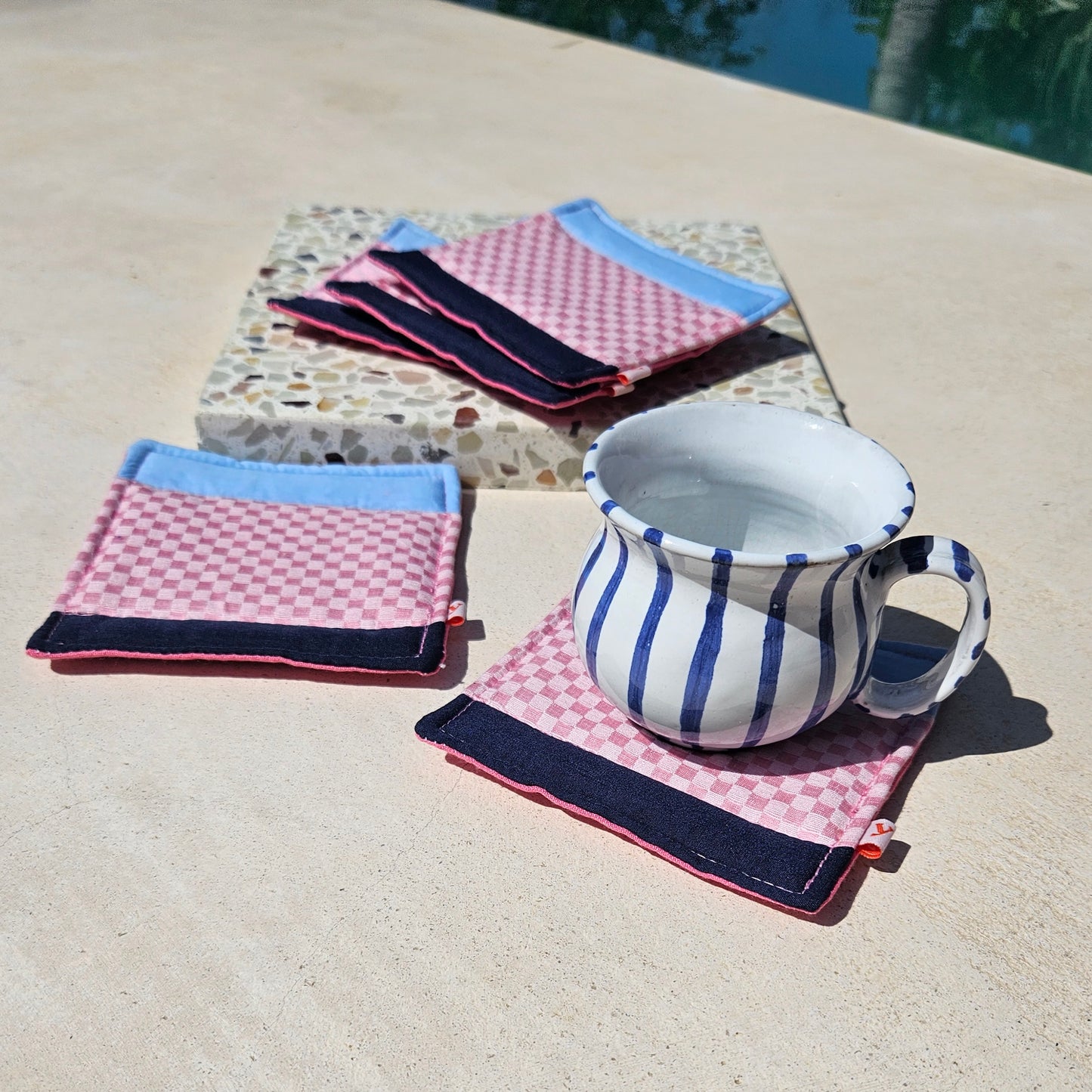 Y A K A A mini's (coasters) pink +blue