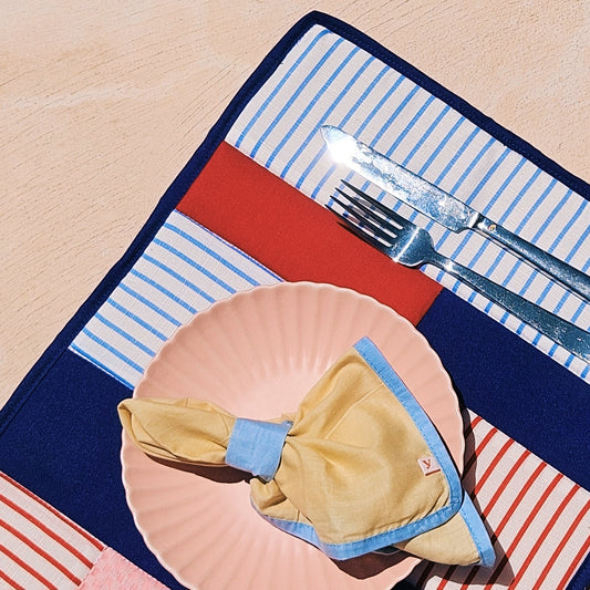 R A N G I napkins (pastel yellow + sky blue)