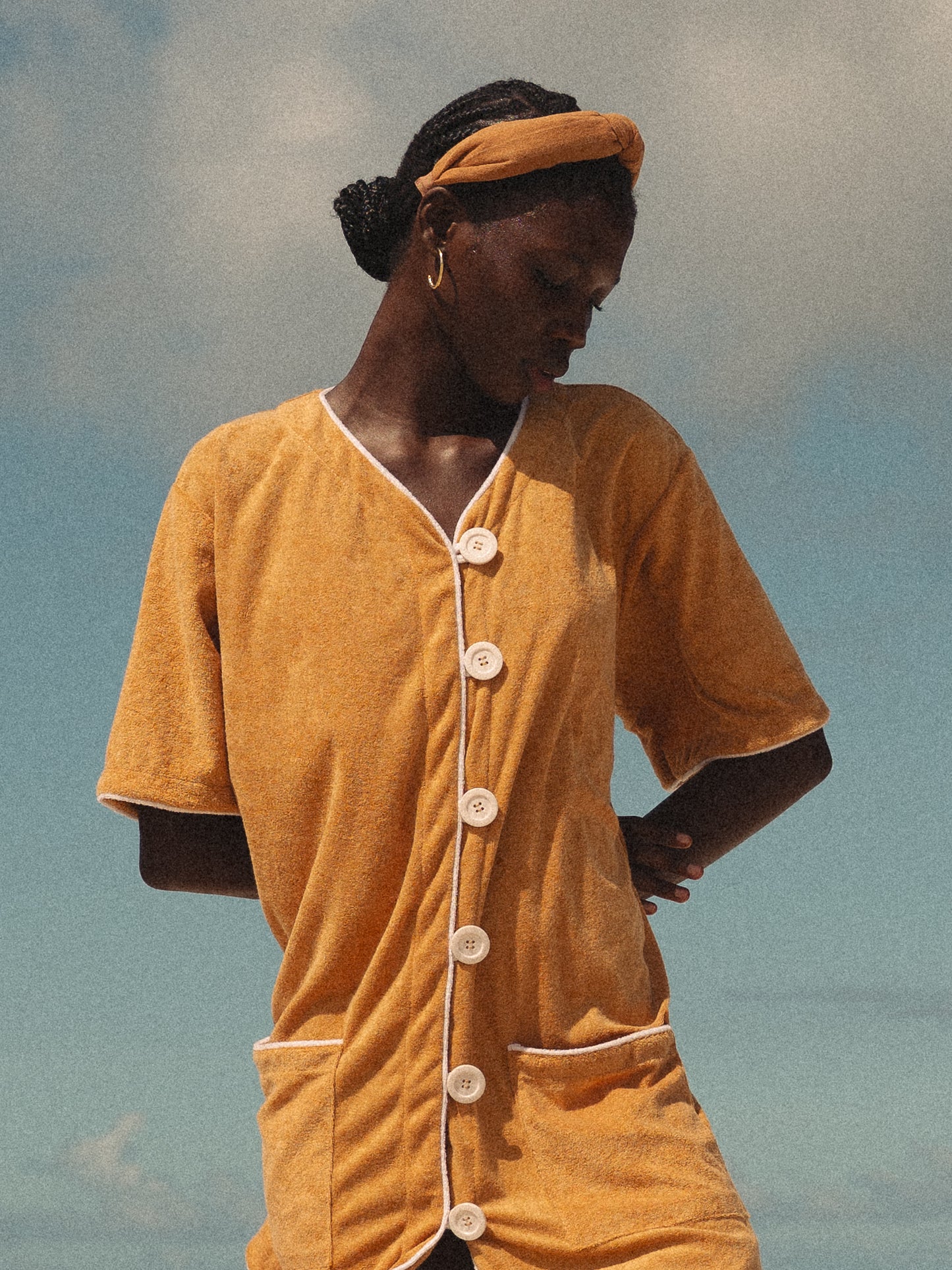 PWANI plush cover-up gown (Mustard)