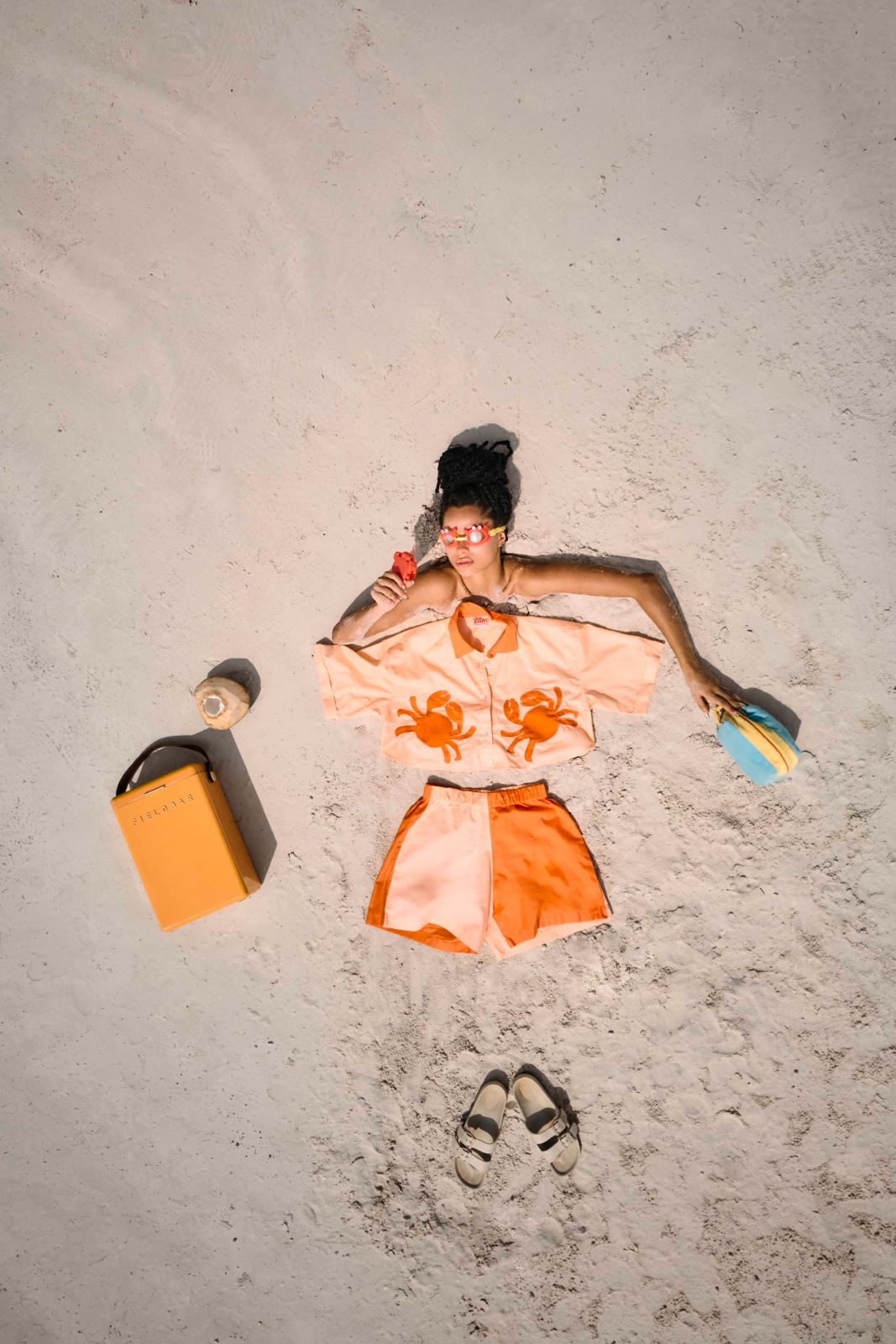 FUPI shirt + shorts set (Peach + Orange)