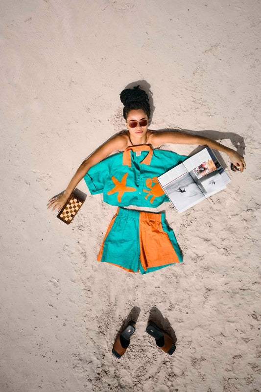 FUPI shirt + shorts set (Teal + Orange)