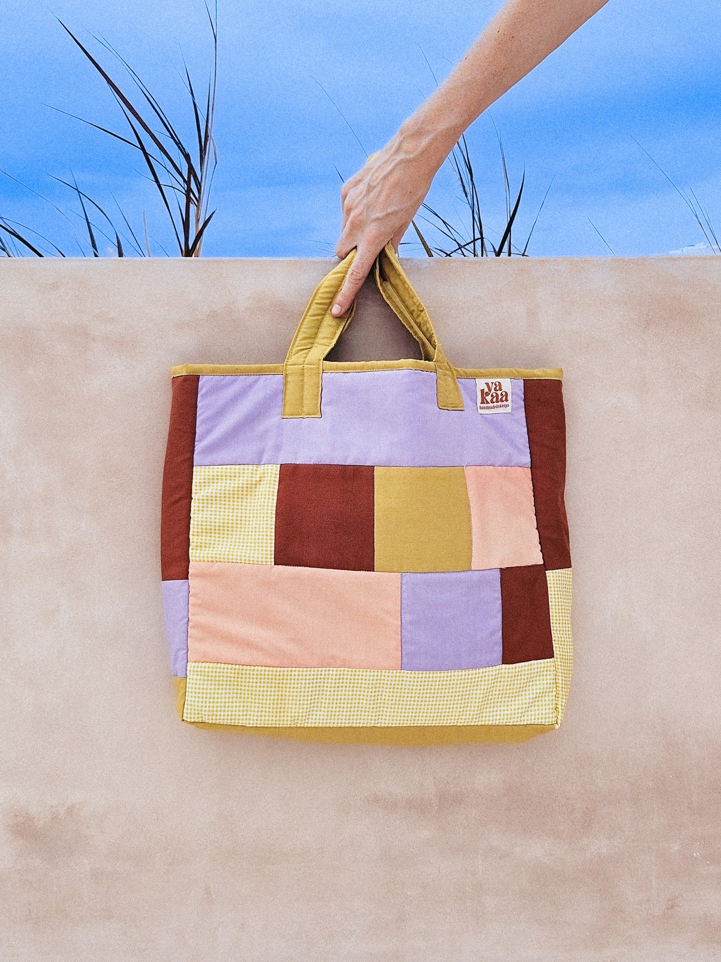FARAHA reversible tote bag (purple + mustard yellow)