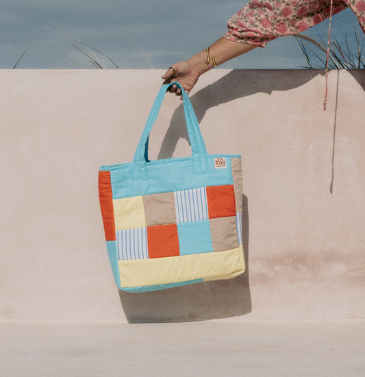 FARAHA reversible tote bag (orange + blue)