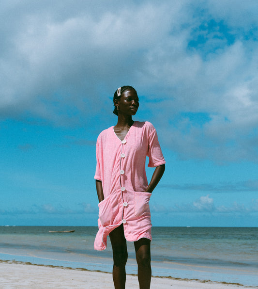 PWANI plush cover-up gown (Baby Pink)