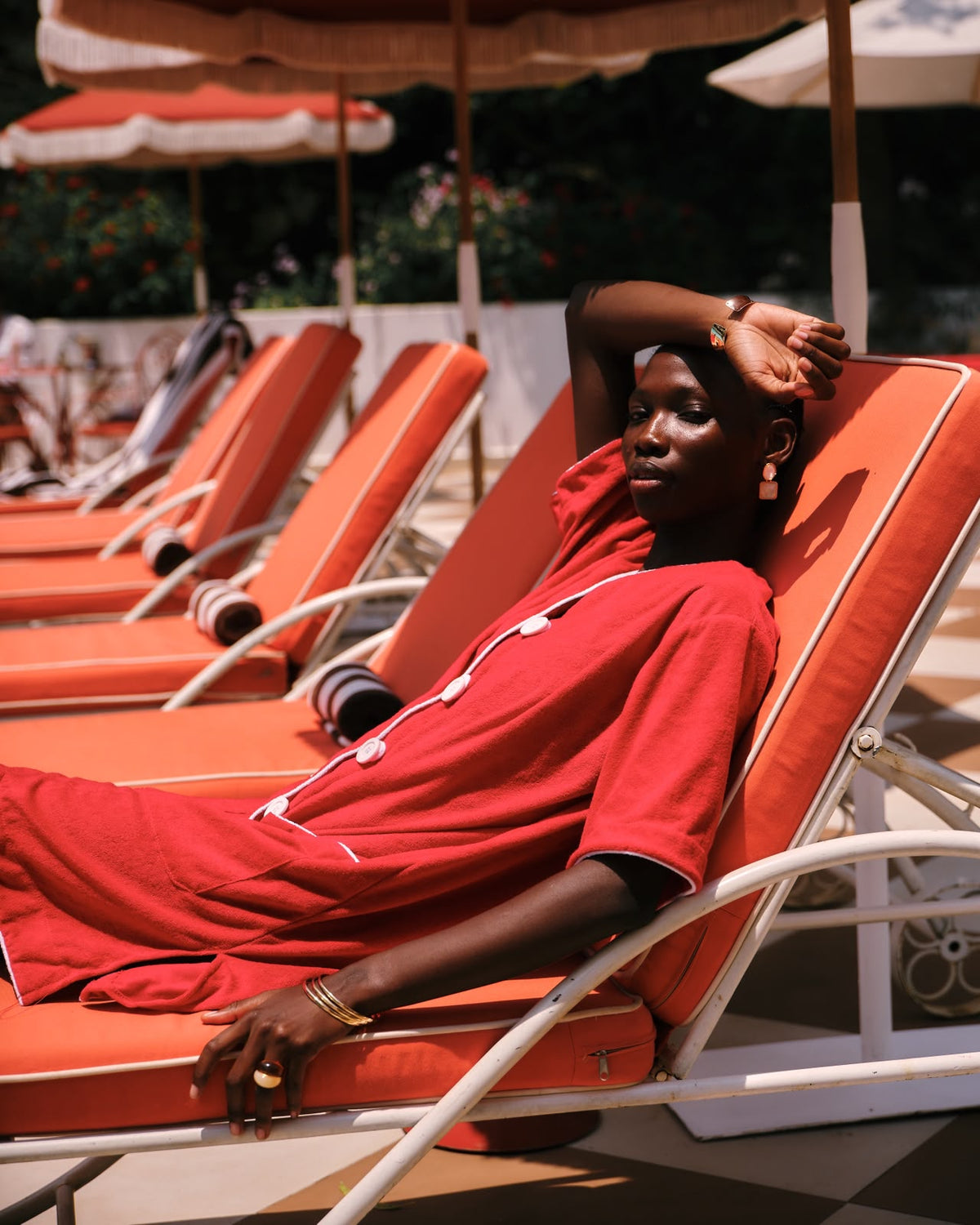 PWANI plush beach cover-up gown (Pomodoro red)