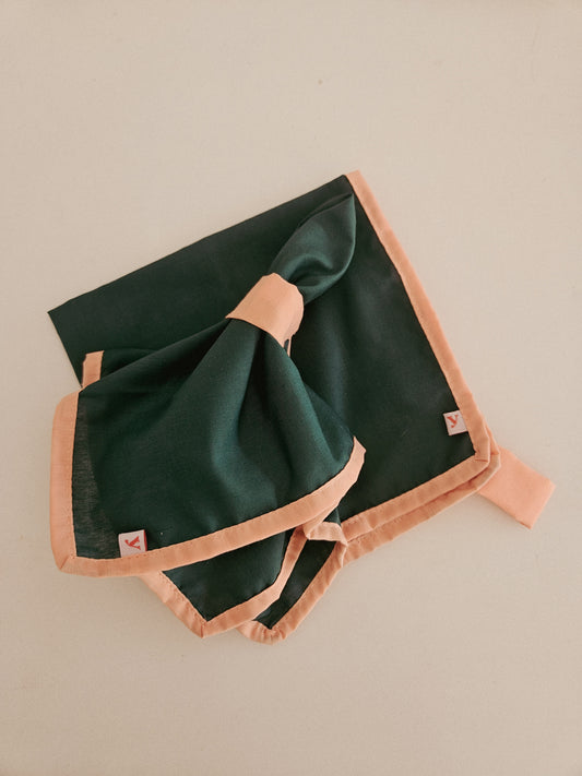 RANGI napkins (Forest green + warm peach)